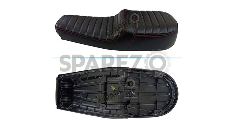 Royal Enfield GT and Interceptor 650cc Genuine Leather Black Dual Seat D20 - SPAREZO